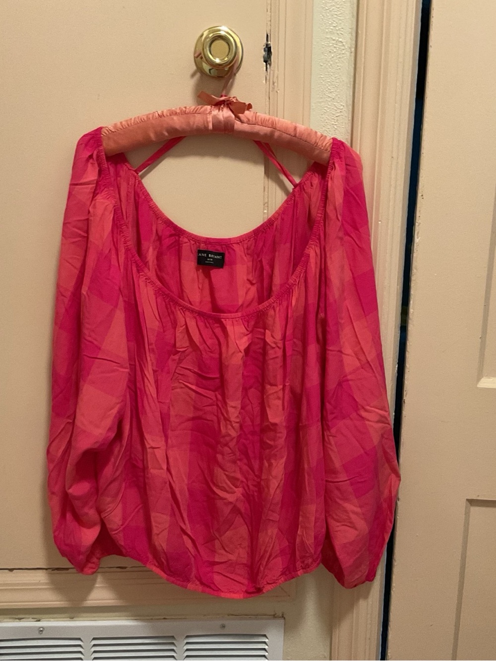 Lane Bryant Pink & Coral Patterned Off-Shoulder Blouse